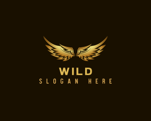 Aviary - Golden Avian Wings logo design