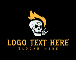 Skate Shop - Fire Skull Rockstar logo design