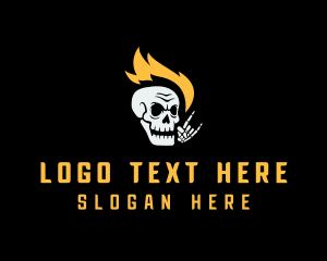 Motorcycle - Fire Skull Rockstar logo design