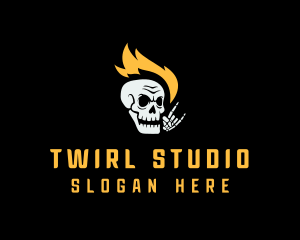 Fire Skull Rockstar  logo design