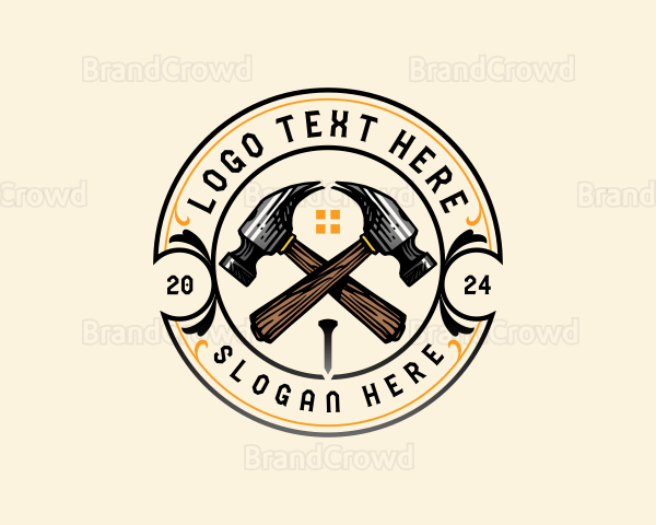 Hammer Carpentry Nail Logo