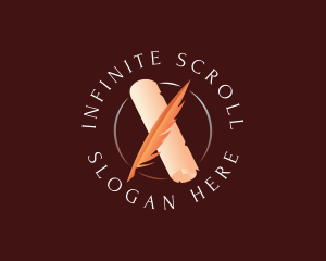 Scroll - Quill Feather Scroll logo design