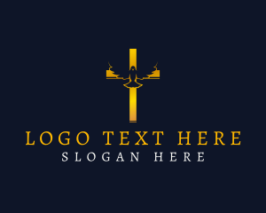 Theology - Dove Cross Crucifix logo design