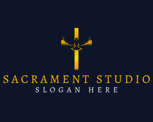 Sacrament - Dove Cross Crucifix logo design
