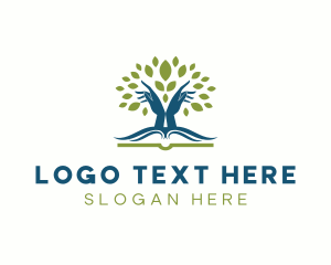 Social - Hand Tree Book logo design