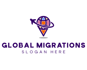 Immigration - Airplane Globe Travel logo design