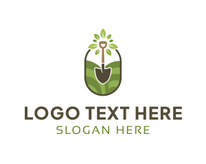Farm - Plant Leaves Shovel Gardening logo design