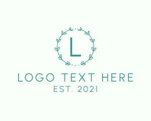 Ecology - Minimalist Leaves Wreath logo design