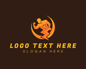 Human - Lightning Fitness Muscle logo design