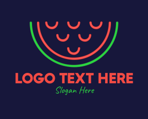 Food Vlog - Neon Smiley Watermelon logo design