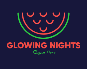 Neon Lights - Neon Smiley Watermelon logo design