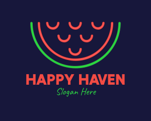 Smiley - Neon Smiley Watermelon logo design