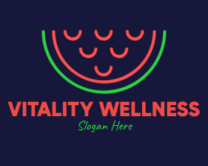 Healthy Lifestyle - Neon Smiley Watermelon logo design