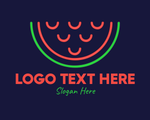 Smiley - Neon Smiley Watermelon logo design