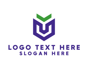 Letter V - Violet Arrow Shield logo design