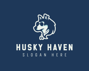 Husky Pet Dog  logo design