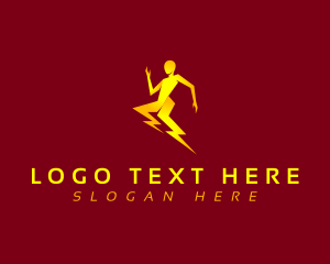 Voltage - Energy Lightning Human logo design