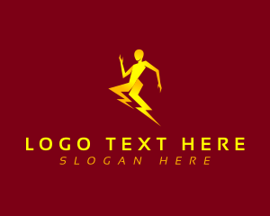 Fast - Energy Lightning Human logo design