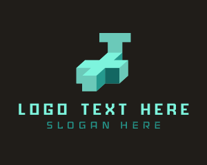Three-dimensional - Tech Cross Letter T logo design