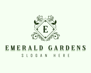 Floral Diamond Leaf logo design