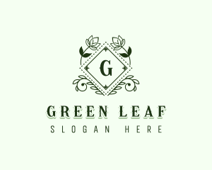 Floral Diamond Leaf logo design