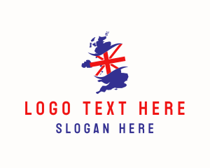 English - United Kingdom Flag Map logo design
