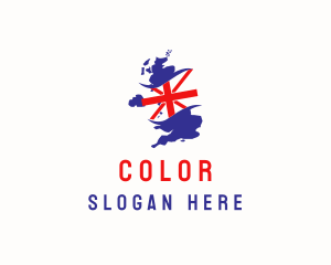 Patriotism - United Kingdom Flag Map logo design