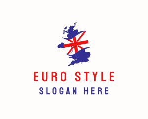 United Kingdom Flag Map logo design