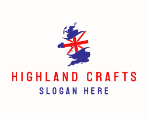 Scottish - United Kingdom Flag Map logo design