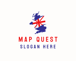 United Kingdom Flag Map logo design