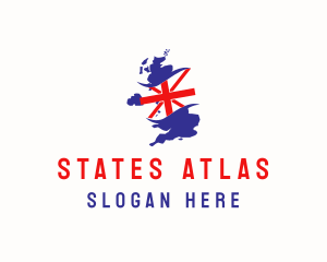 United Kingdom Flag Map logo design