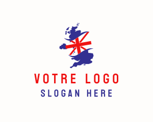 British - United Kingdom Flag Map logo design