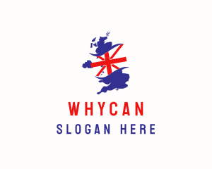Land - United Kingdom Flag Map logo design