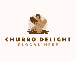 Churros - Chocolate Churros Dessert logo design