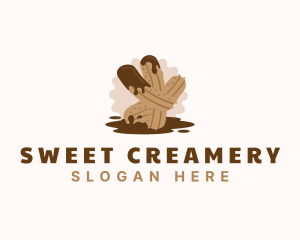 Chocolate Churros Dessert logo design