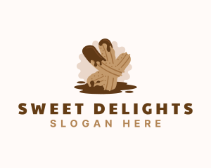 Chocolate Churros Dessert logo design