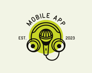 Podcast - Podcaster Mic Headphones logo design