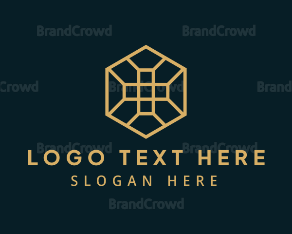 Golden Hexagon Cross Logo