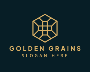 Golden Hexagon Cross logo design