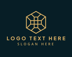 Golden Hexagon Cross Logo