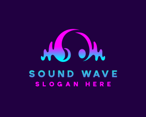 Disc Jockey Headset Sound Wave logo design