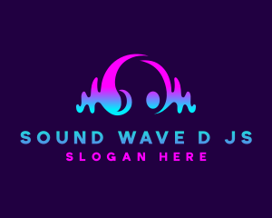 DJ Headset Sound Wave logo design