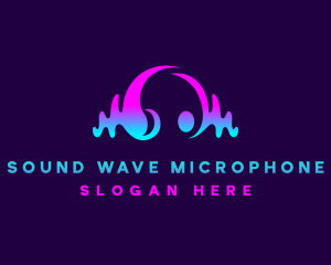 Disc Jockey Headset Sound Wave logo design