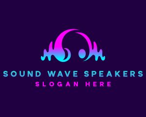 Disc Jockey Headset Sound Wave logo design