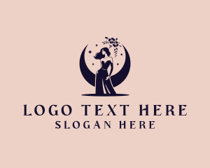 Sexy - Flower Woman Moon logo design