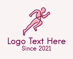 Healthy Lifestyle - Monoline Running Athlete logo design