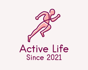 Athletics - Monoline Running Athlete logo design
