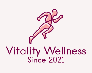 Healthy Lifestyle - Monoline Running Athlete logo design