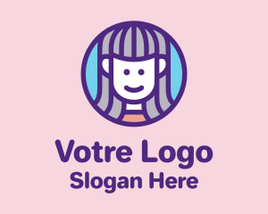 Hair - Cute Smiling Girl logo design