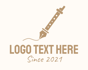 Flute - Fountain Pen Flute logo design